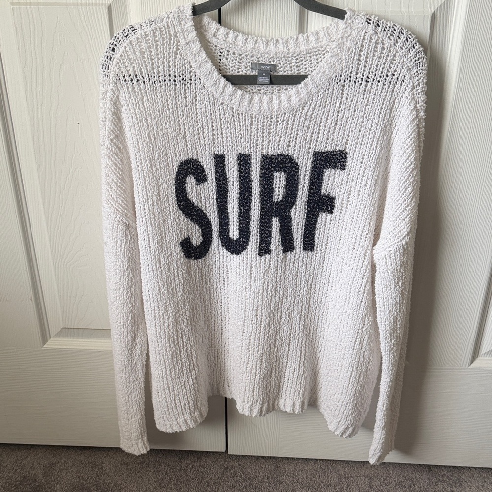 Aerie White Surf Knit Sweater
